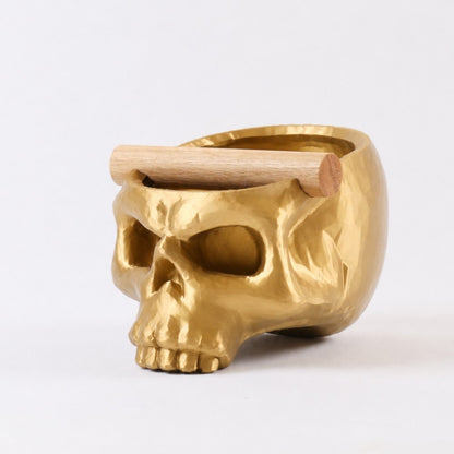Gothic Skull Espresso Knock Box with Oak Bar | Bold Coffee Waste Bin for Home Baristas - Knocdic