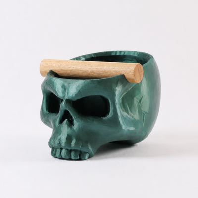 Gothic Skull Espresso Knock Box with Oak Bar | Bold Coffee Waste Bin for Home Baristas - Knocdic