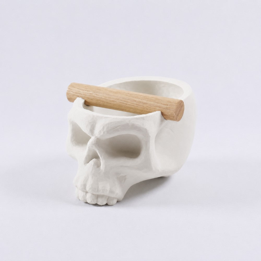 Gothic Skull Espresso Knock Box with Oak Bar | Bold Coffee Waste Bin for Home Baristas - Knocdic