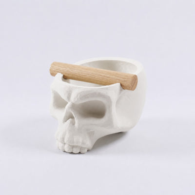 Gothic Skull Espresso Knock Box with Oak Bar | Bold Coffee Waste Bin for Home Baristas - Knocdic