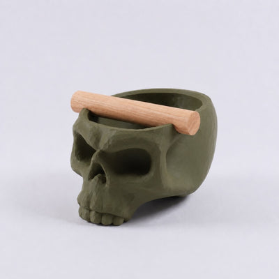 Gothic Skull Espresso Knock Box with Oak Bar | Bold Coffee Waste Bin for Home Baristas - Knocdic
