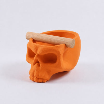 Gothic Skull Espresso Knock Box with Oak Bar | Bold Coffee Waste Bin for Home Baristas - Knocdic