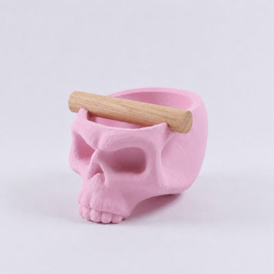Gothic Skull Espresso Knock Box with Oak Bar | Bold Coffee Waste Bin for Home Baristas - Knocdic