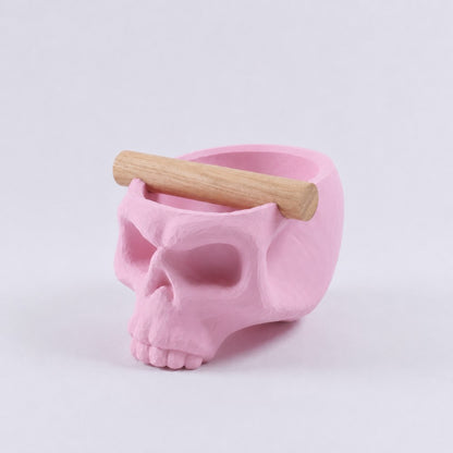 Gothic Skull Espresso Knock Box with Oak Bar | Bold Coffee Waste Bin for Home Baristas - Knocdic