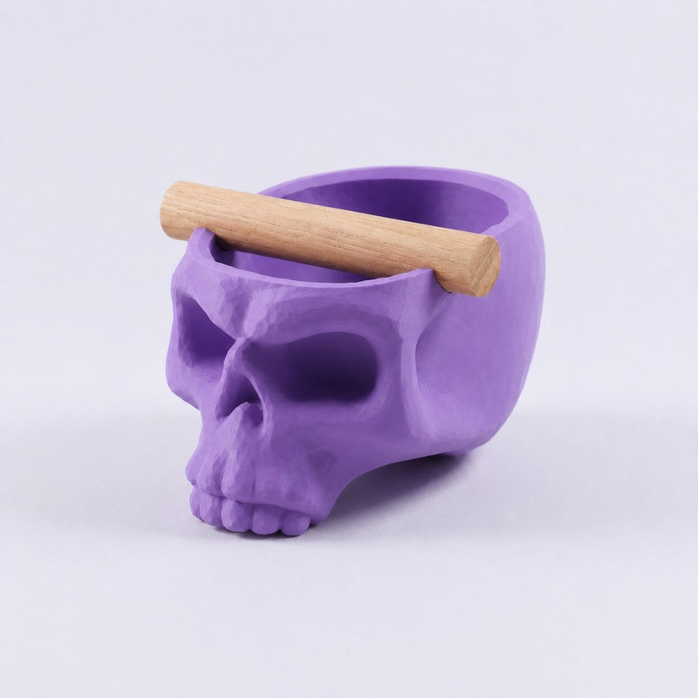 Gothic Skull Espresso Knock Box with Oak Bar | Bold Coffee Waste Bin for Home Baristas - Knocdic
