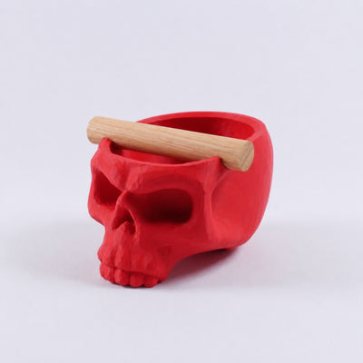 Gothic Skull Espresso Knock Box with Oak Bar | Bold Coffee Waste Bin for Home Baristas - Knocdic