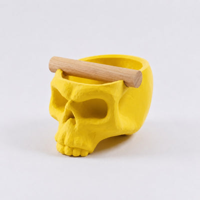 Gothic Skull Espresso Knock Box with Oak Bar | Bold Coffee Waste Bin for Home Baristas - Knocdic