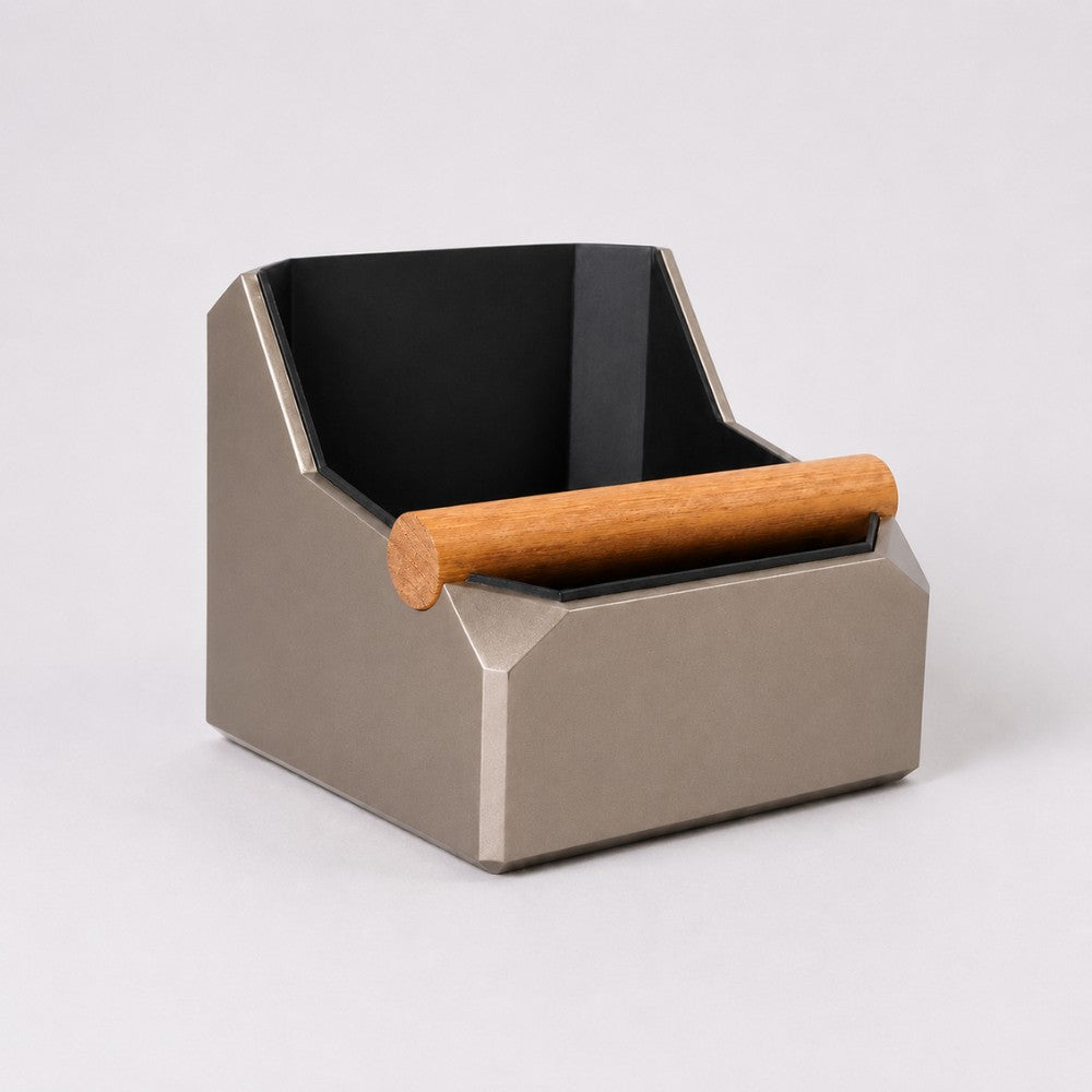 Square Coffee Knock Box with Oak Knock Bar - Knocdic