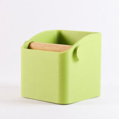 The Square Minimalist Espresso Knock Box in matte apple green