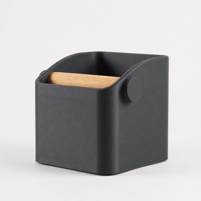 The Square Minimalist Espresso Knock Box in matte charcoal