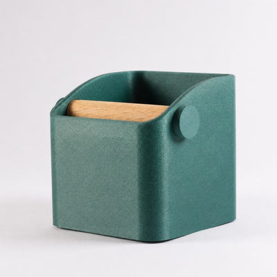 The Square Minimalist Espresso Knock Box in galaxy green