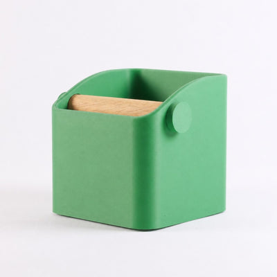 The Square Minimalist Espresso Knock Box in matte grass green