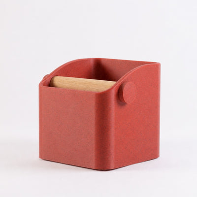 The Square Minimalist Espresso Knock Box in marble red