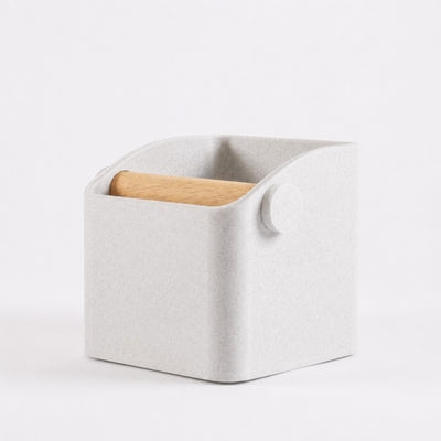 The Square Minimalist Espresso Knock Box in marble white