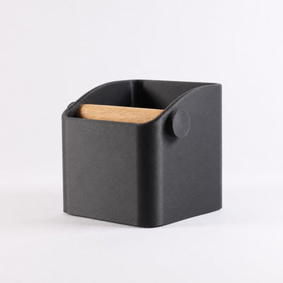 The Square Minimalist Espresso Knock Box in metallic black