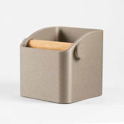 The Square Minimalist Espresso Knock Box in metallic gold