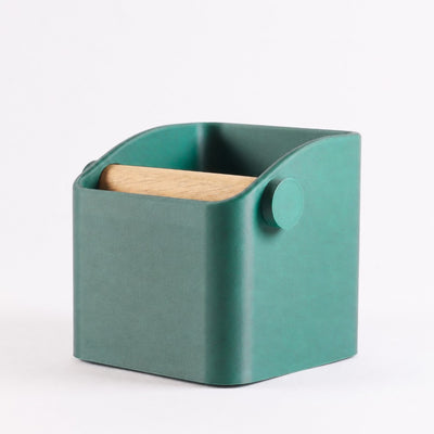 The Square Minimalist Espresso Knock Box in metallic green