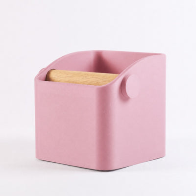 The Square Minimalist Espresso Knock Box in matte pink