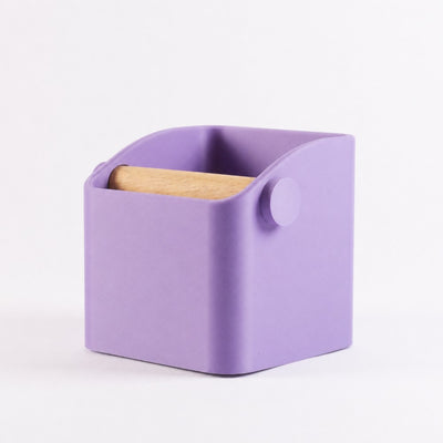 The Square Minimalist Espresso Knock Box in matte purple