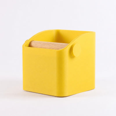 The Square Minimalist Espresso Knock Box in matte yellow