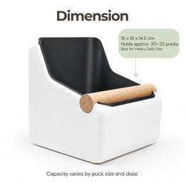 De Curve | Knock Box met eikenhouten of Iroko-klopstang