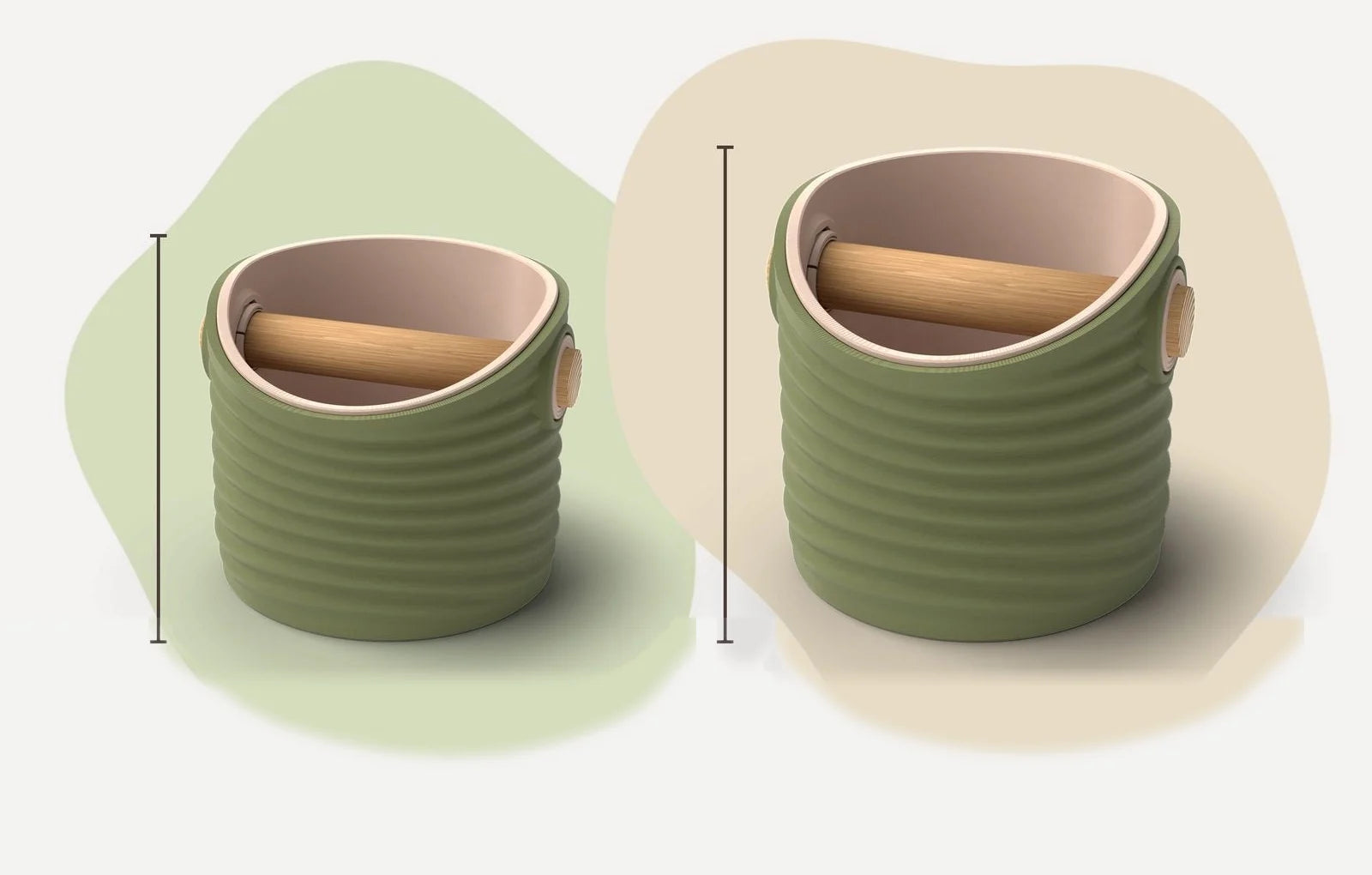 Ripple Round knock box, Medium and Large side by side